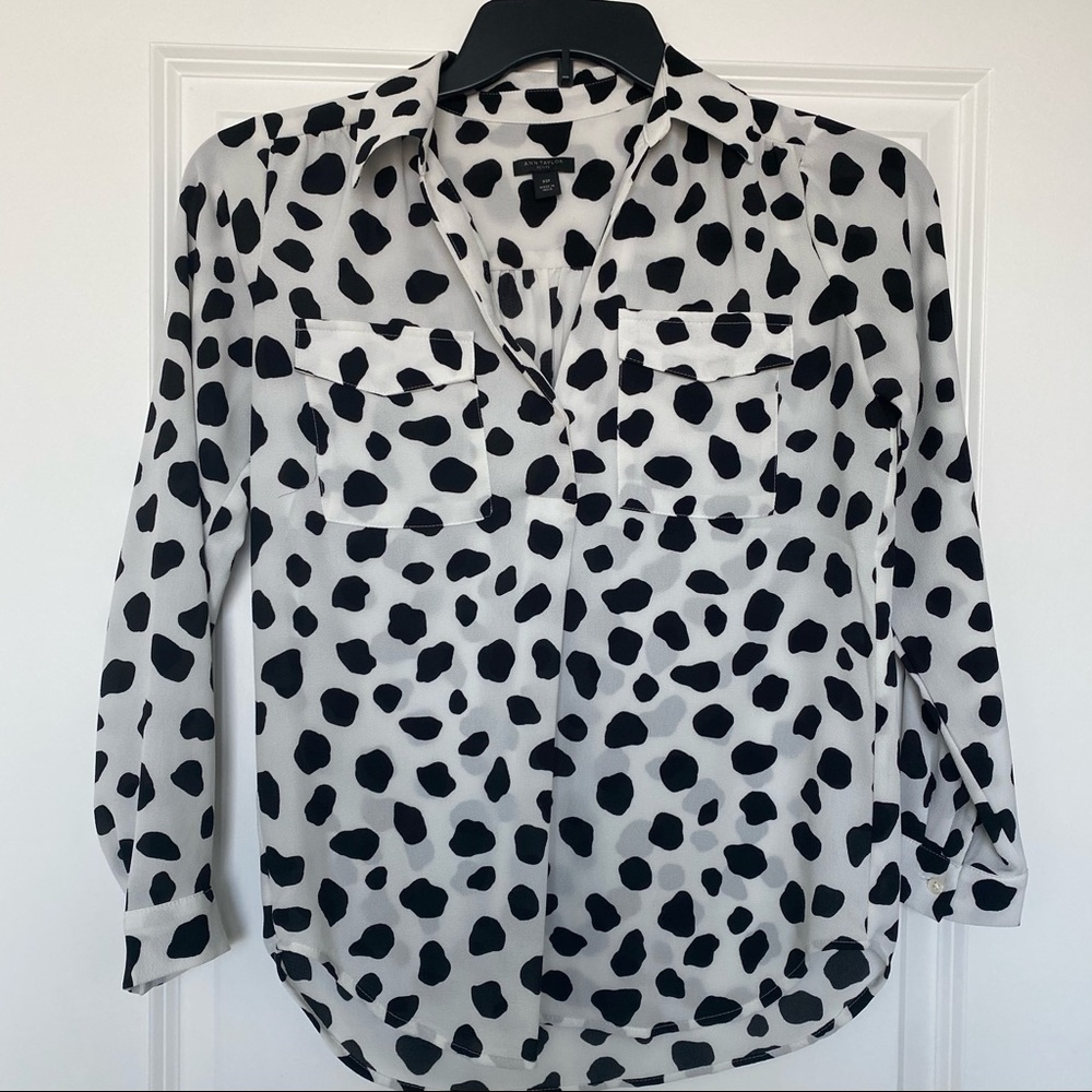 Ann Taylor Petite Cow Print Blouse Top